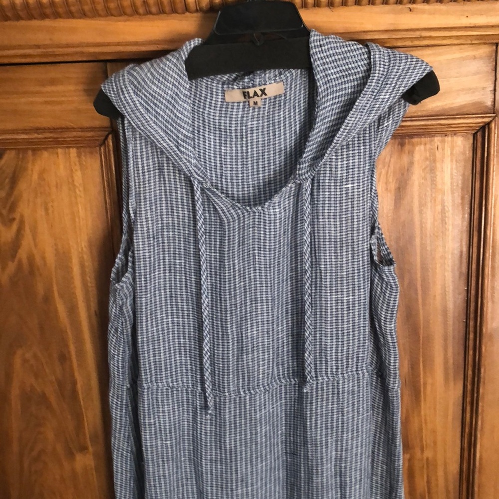 Flax linen hooded coverup med